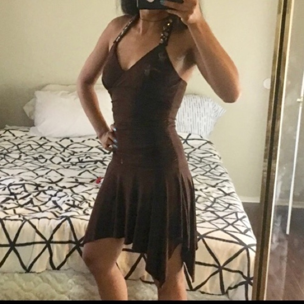 Brown halter dress
